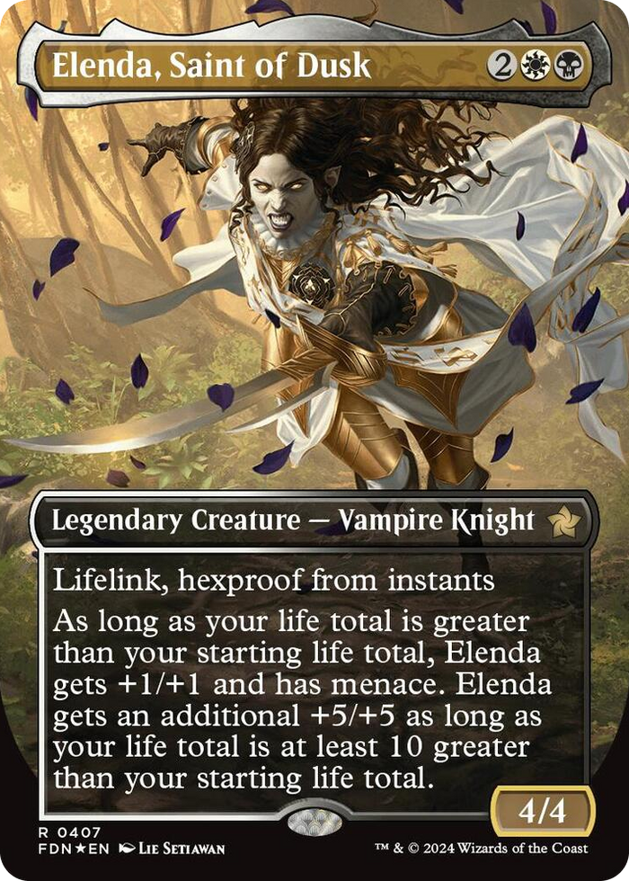 Elenda, Saint of Dusk (Borderless) (Mana Foil) #407 R - Foundations Pokemon card