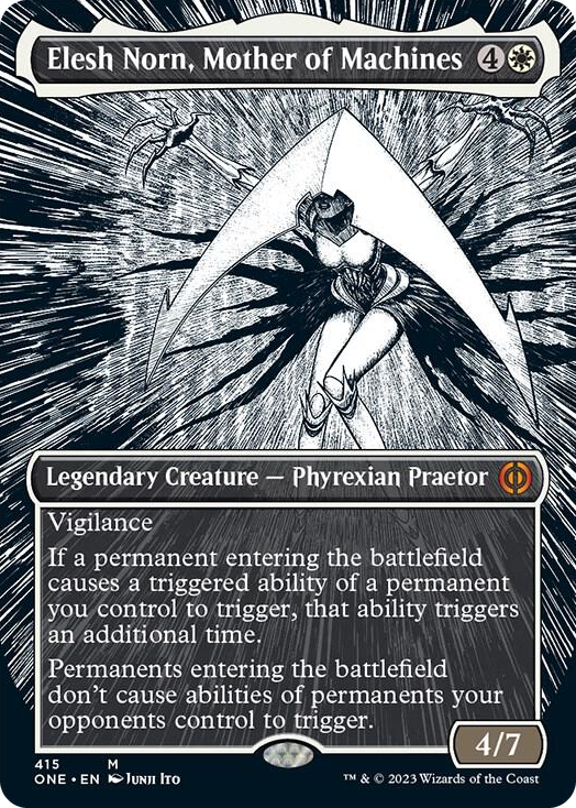 Elesh Norn, Mother of Machines (Borderless) #415 M - Phyrexia: All Will Be One Pokemon card