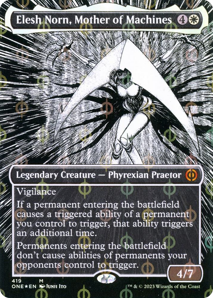0419 Elesh Norn, Mother of Machines (Borderless) (Step-and-Compleat Foil) M Phyrexia: All Will Be One