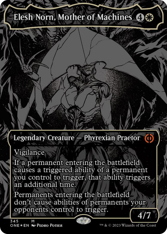 Elesh Norn, Mother of Machines (Oil Slick Raised Foil) #345 M - Phyrexia: All Will Be One Pokemon card