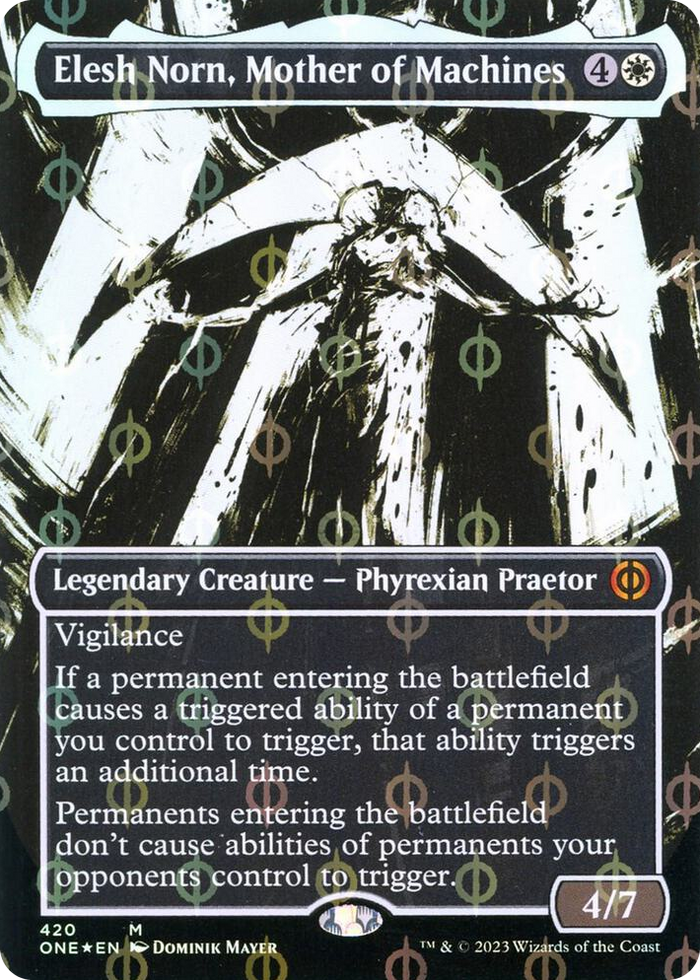Elesh Norn, Mother of Machines (Showcase) (Step-and-Compleat Foil) #420 M - Phyrexia: All Will Be One Pokemon card