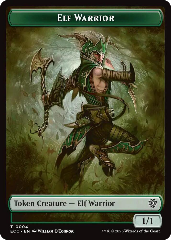 Elf Warrior (0004) // Plant (0005) Double-Sided Token #4 T - Commander: Lorwyn Eclipsed Pokemon card