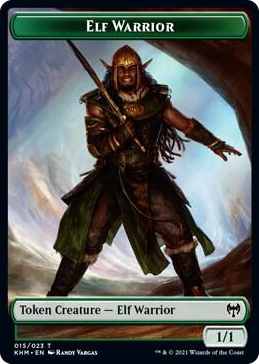 0015 Elf Warrior // Emblem - Tibalt, Cosmic Impostor Double-Sided Token T Kaldheim