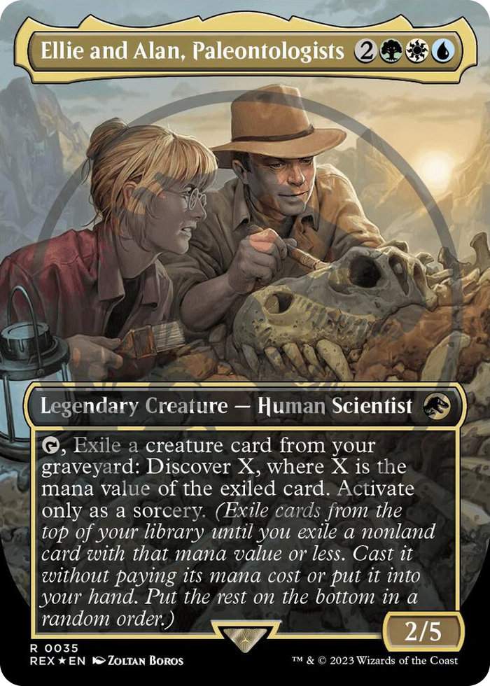 Ellie and Alan, Paleontologists (Borderless) (Emblem) #35 R - Universes Beyond: Jurassic World Collection Pokemon card