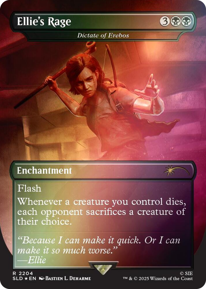 Ellie's Rage - Dictate of Erebos (Rainbow Foil) #2204 R - Secret Lair Drop Series Pokemon card