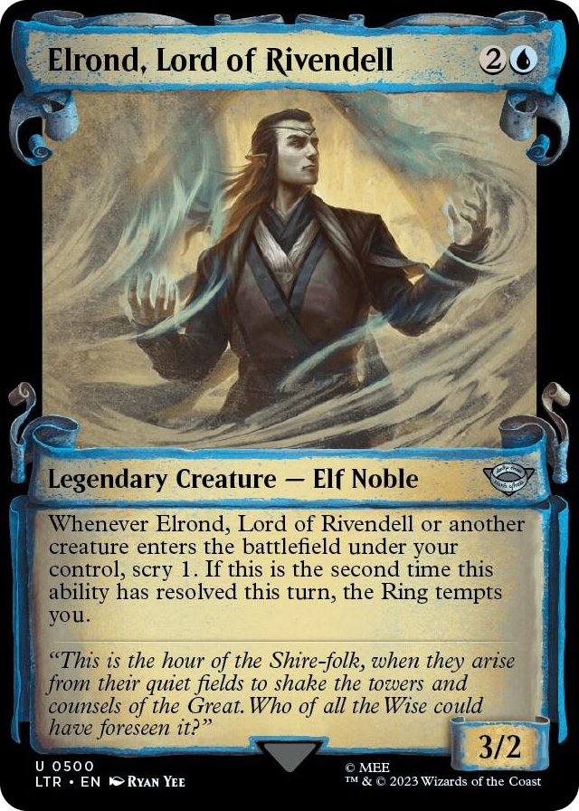 Elrond, Lord of Rivendell (Showcase Scrolls) #500 U - Universes Beyond: The Lord of the Rings: Tales of Middle-earth Pokemon card
