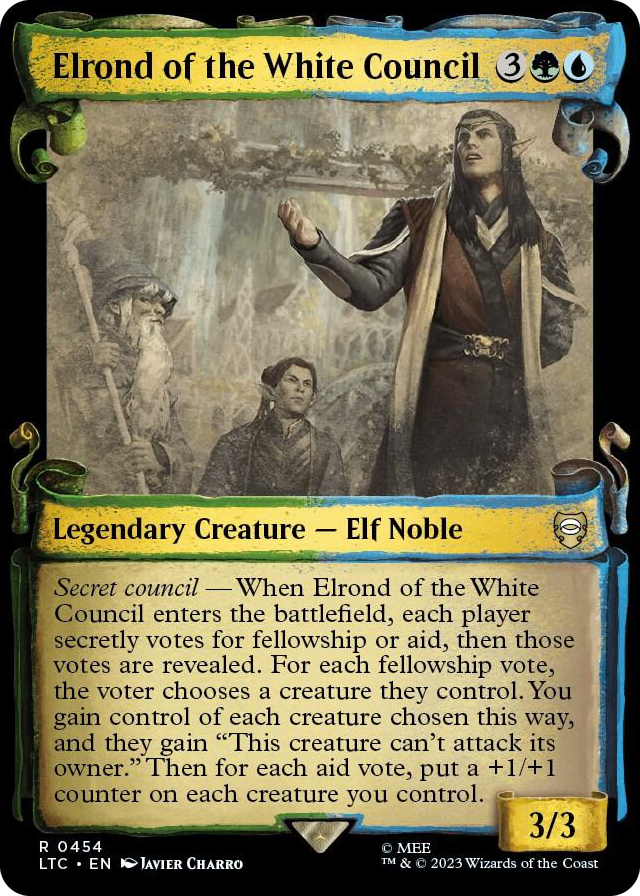 Elrond of the White Council (Showcase Scrolls) #454 R - Commander: The Lord of the Rings: Tales of Middle-earth Pokemon card