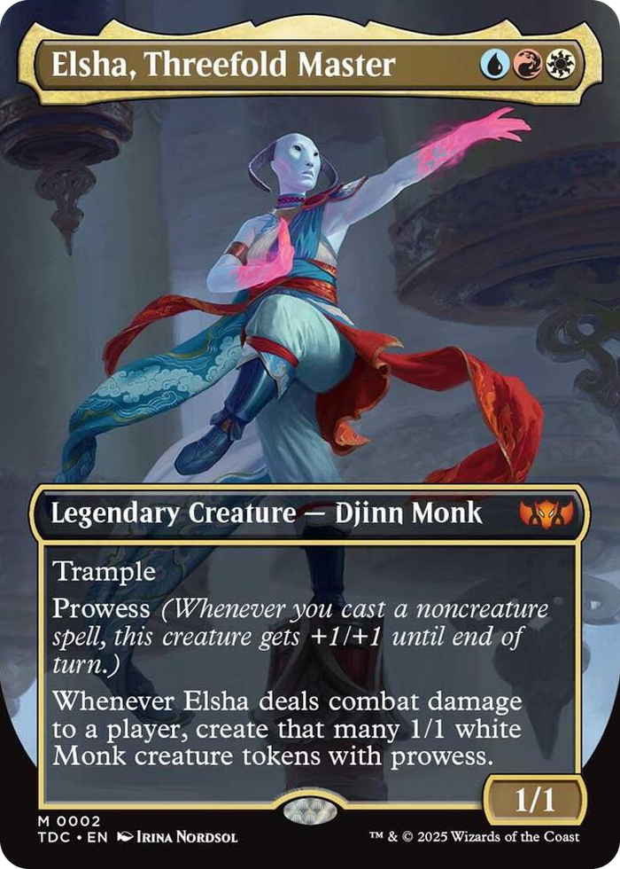 Elsha, Threefold Master (Borderless) #2 M - Commander: Tarkir: Dragonstorm Pokemon card