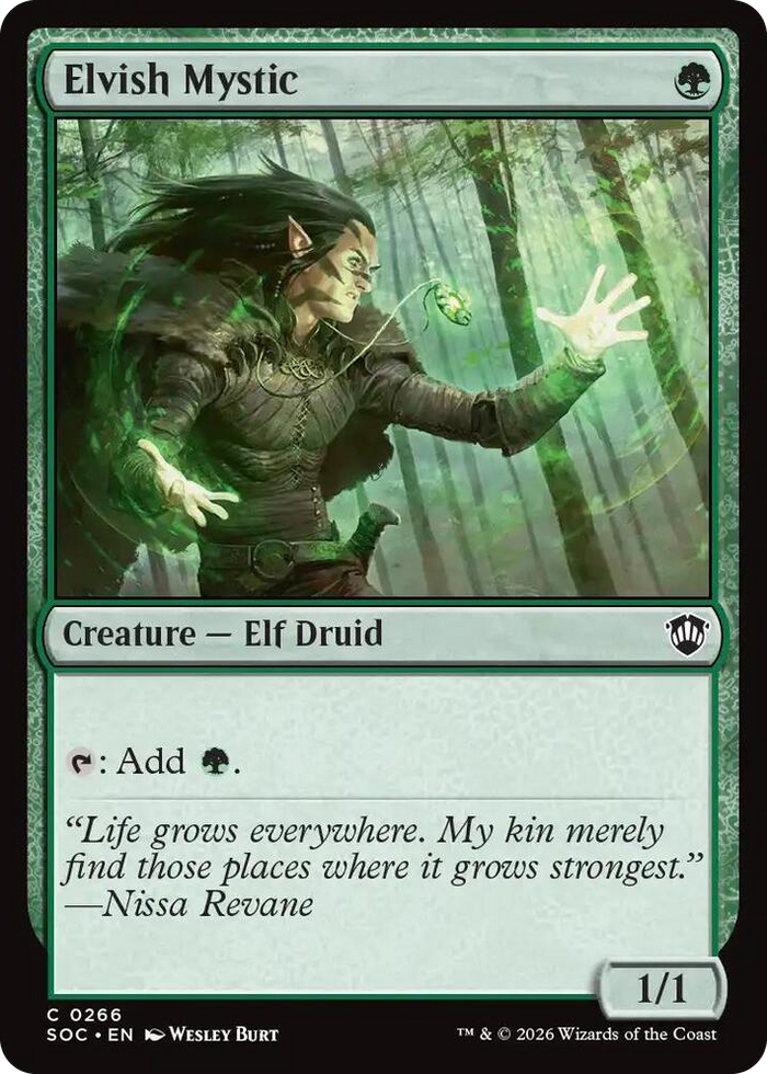 Elvish Mystic #266 C - Commander: Secrets of Strixhaven Pokemon card
