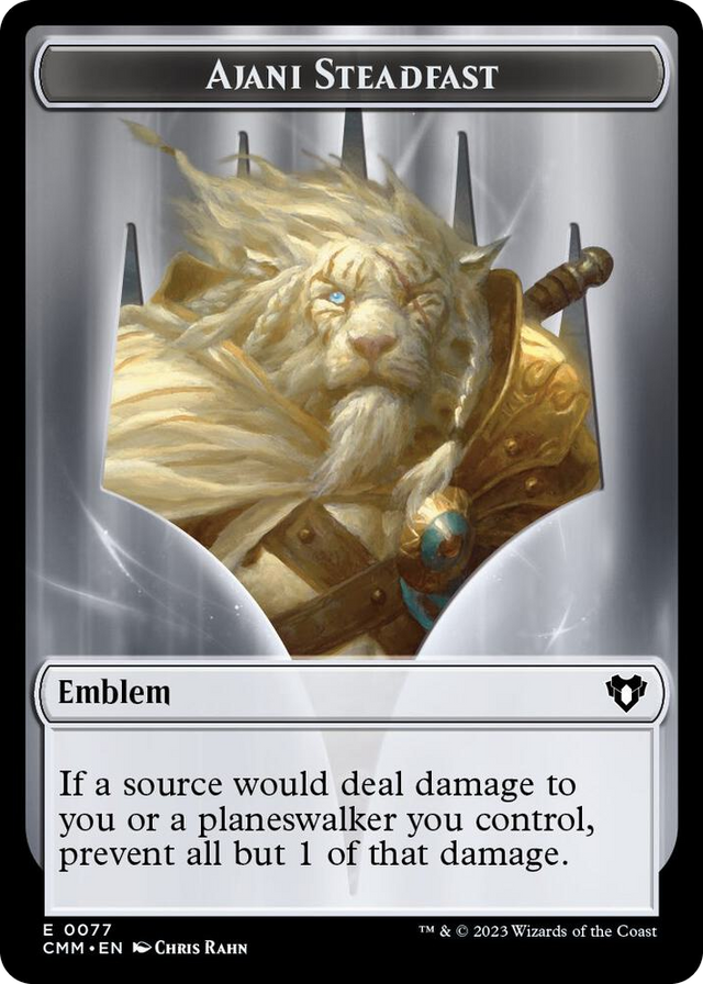 0077 Emblem - Ajani Steadfast // Wizard Double-Sided Token T Commander Masters