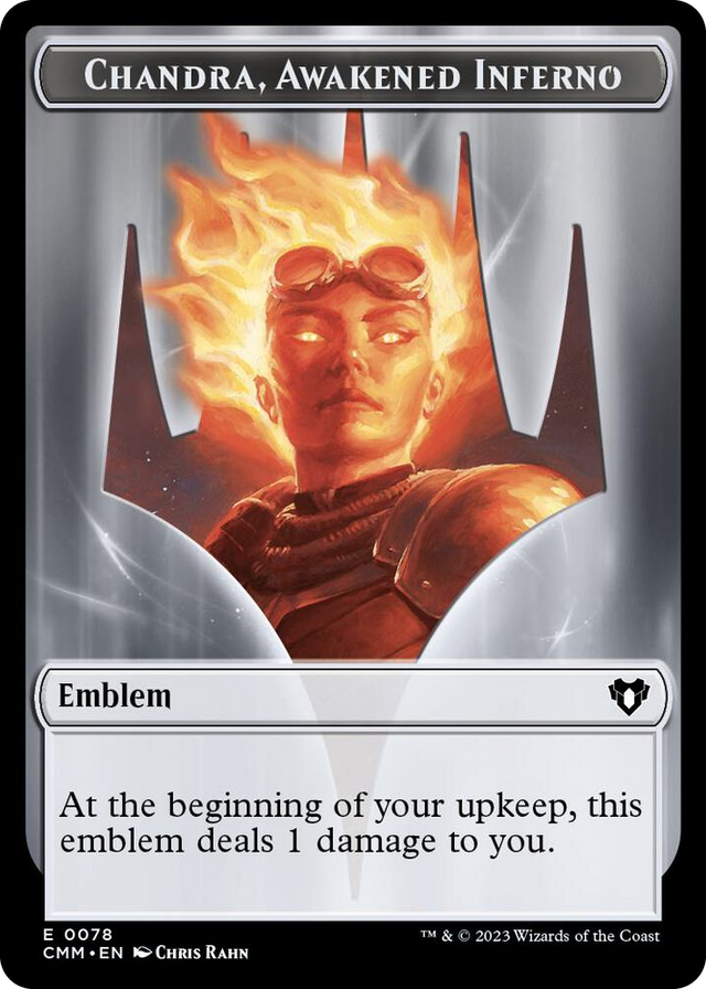 0078 Emblem - Chandra, Awakened Inferno // Wizard Double-Sided Token T Commander Masters
