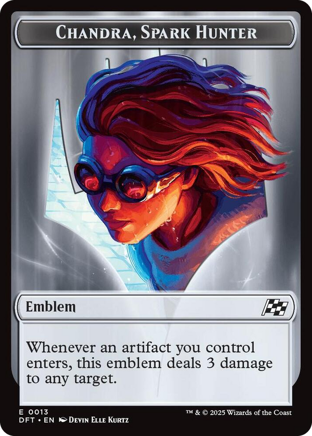 0013 Emblem - Chandra, Spark Hunter // Vehicle Double-Sided Token T Aetherdrift