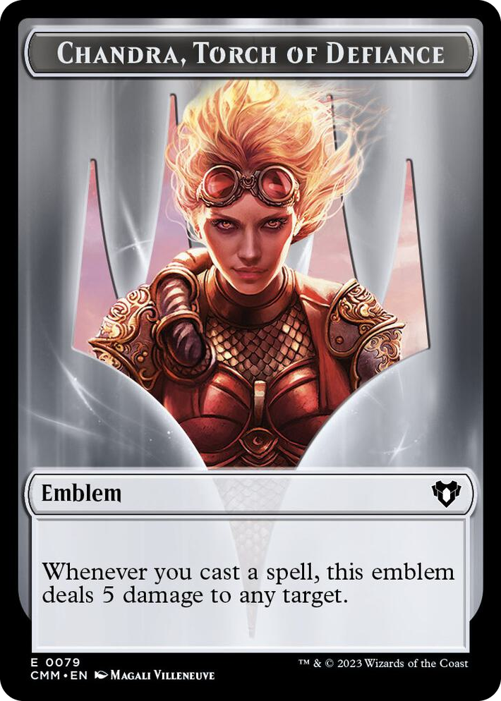 0079 Emblem - Chandra, Torch of Defiance // Wizard Double-Sided Token T Commander Masters