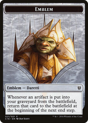 0021 Emblem - Daretti, Scrap Savant // Thopter Double-Sided Token T Commander 2016