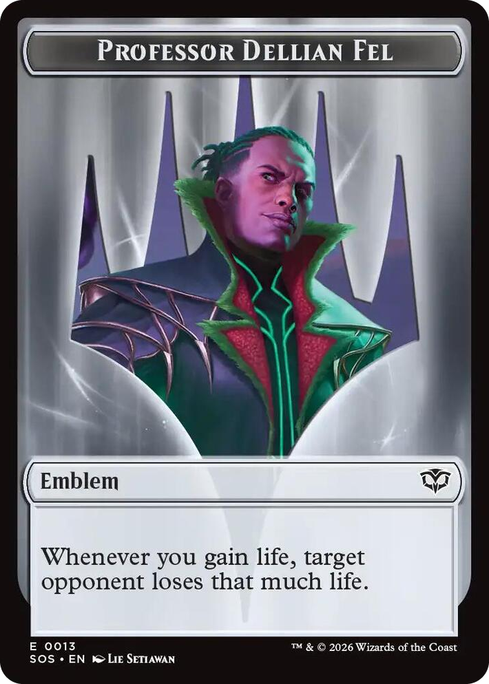 0013 Emblem - Professor Dellian Fel  // Pest (0008) Double-Sided Token T Secrets of Strixhaven