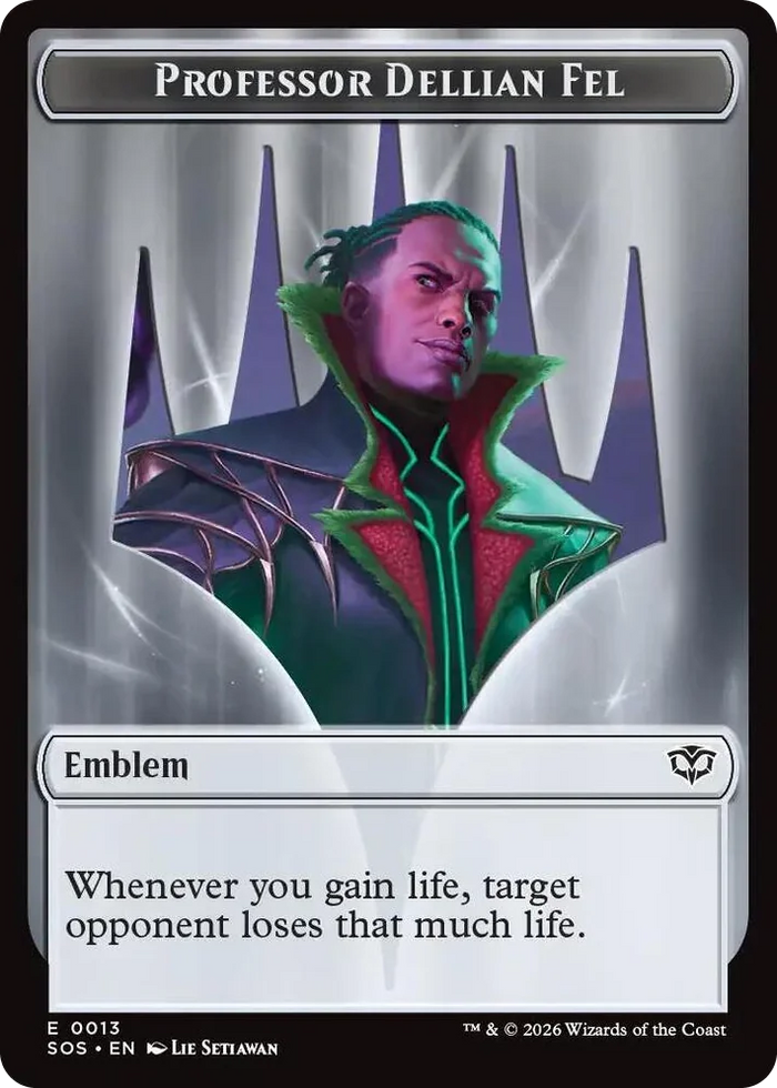 0013 Emblem - Professor Dellian Fel  // Pest (0008) Double-Sided Token T Secrets of Strixhaven