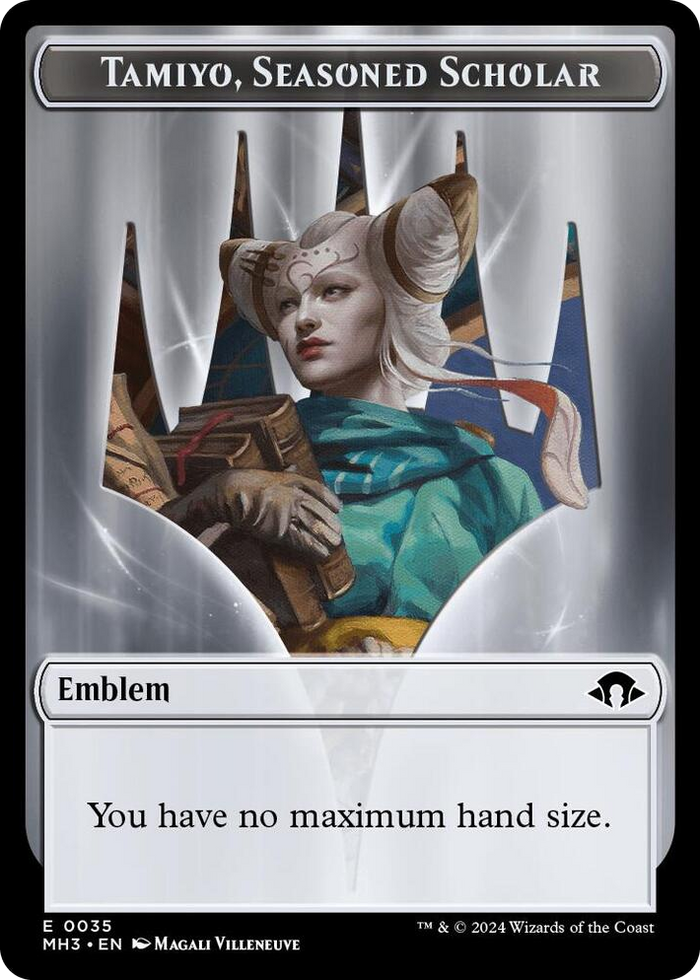 Emblem - Tamiyo, Seasoned Scholar // Energy Reserve Double-Sided Token #35 T - Modern Horizons 3 Pokemon card