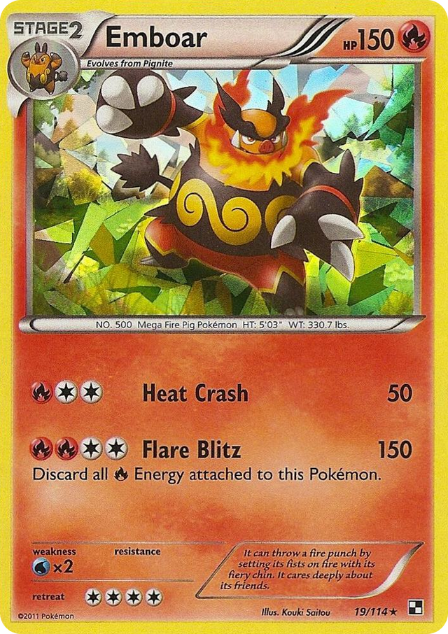 0019 Emboar - 19/114 (Cracked Ice Holo) Holo Rare Deck Exclusives
