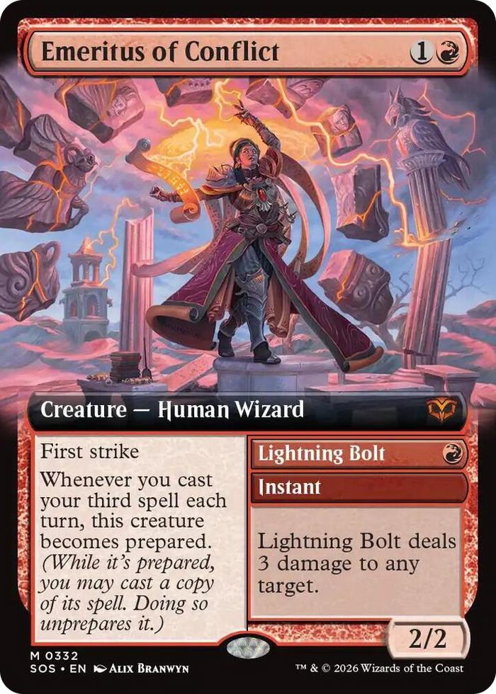 Emeritus of Conflict (Extended Art) #332 M - Secrets of Strixhaven Pokemon card
