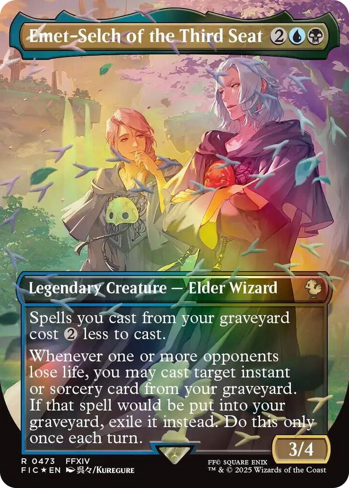 Emet-Selch of the Third Seat (Borderless) (Chocobo Track Foil) #473 R - Commander: FINAL FANTASY Pokemon card