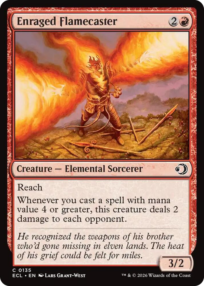 Enraged Flamecaster #135 C - Lorwyn Eclipsed Pokemon card