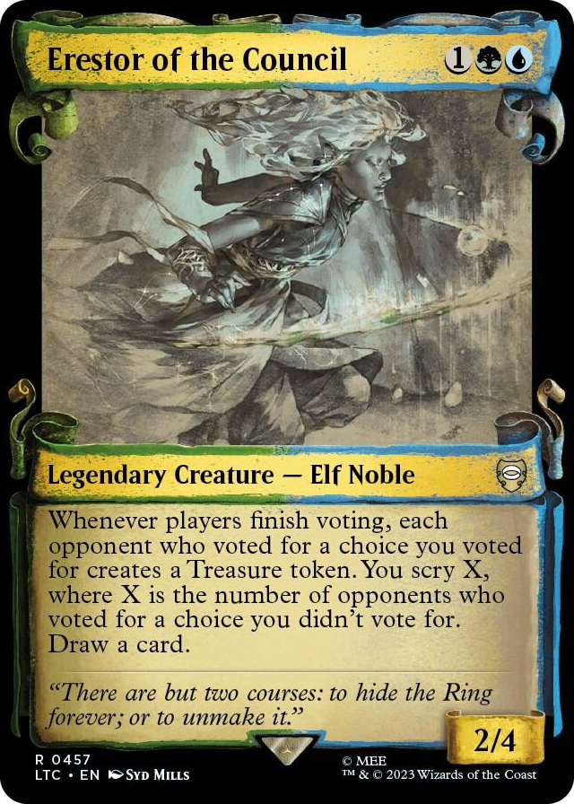 Erestor of the Council (Showcase Scrolls) #457 R - Commander: The Lord of the Rings: Tales of Middle-earth Pokemon card