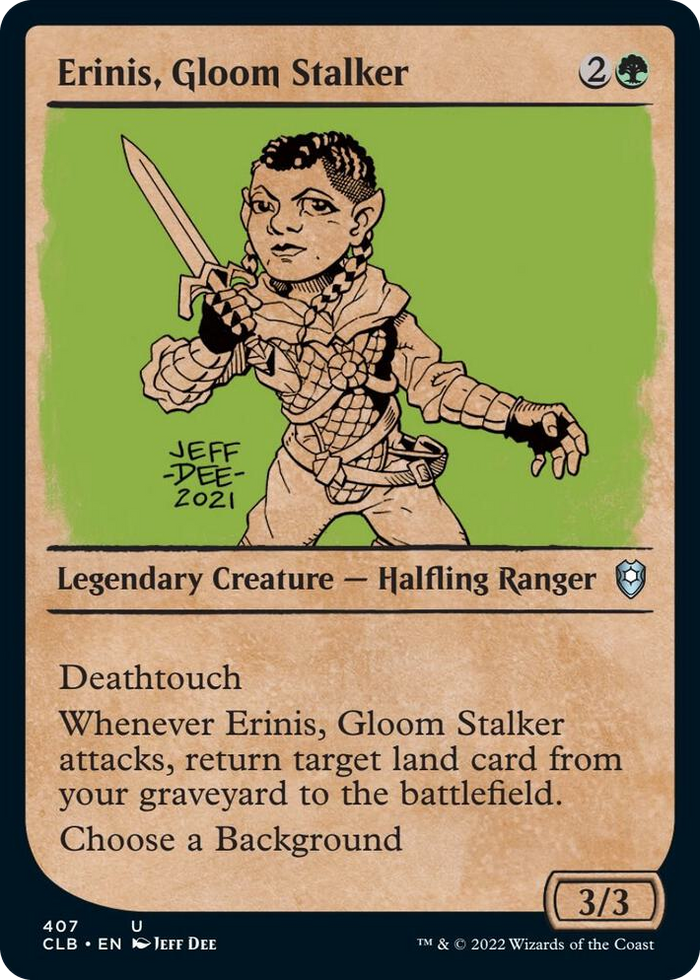 Erinis, Gloom Stalker (Showcase) #407 U - Commander Legends: Battle for Baldur's Gate Pokemon card