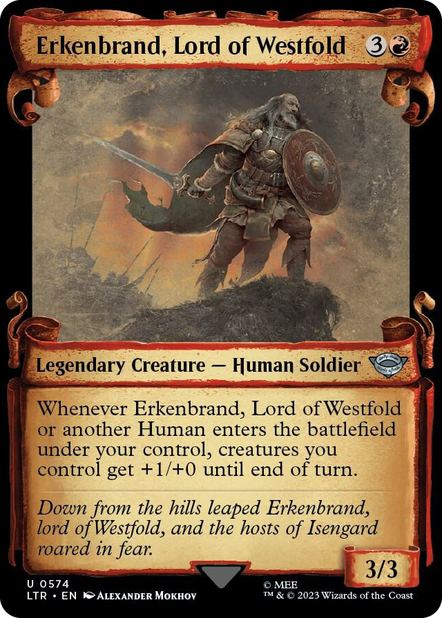 Erkenbrand, Lord of Westfold (Showcase Scrolls) #574 U - Universes Beyond: The Lord of the Rings: Tales of Middle-earth Pokemon card