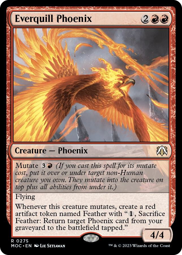 Everquill Phoenix #275 R - Commander: March of the Machine Pokemon card