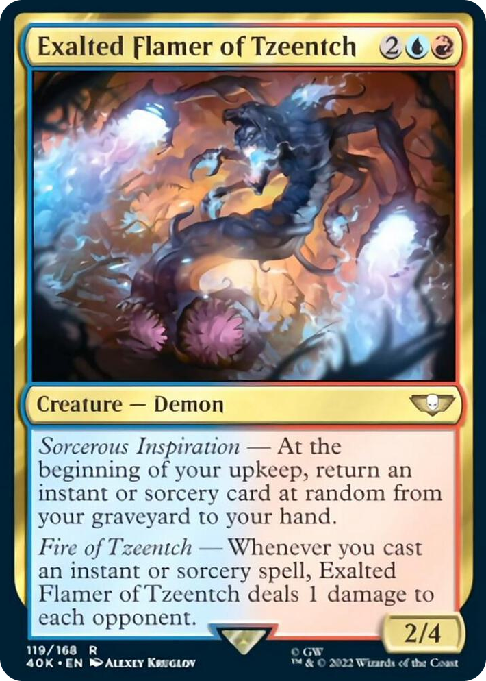 0119 Exalted Flamer of Tzeentch (Surge Foil) R Universes Beyond: Warhammer 40,000