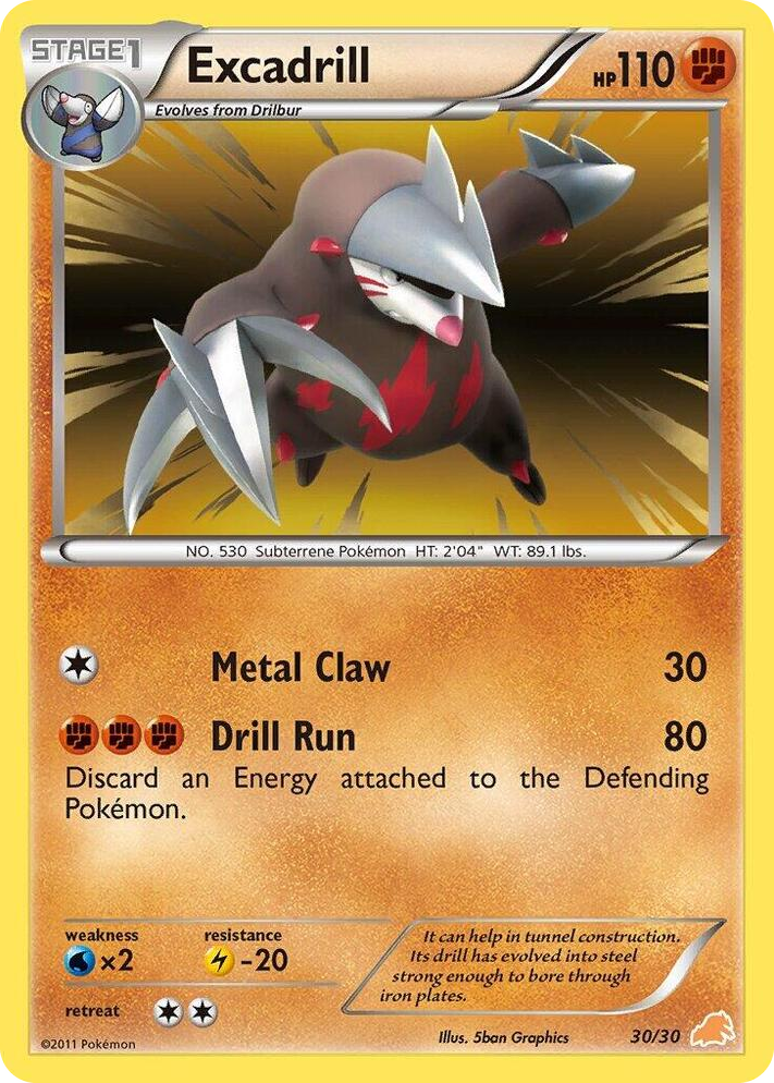 0030 Excadrill (#30 Holo) Common BW Trainer Kit: Excadrill & Zoroark
