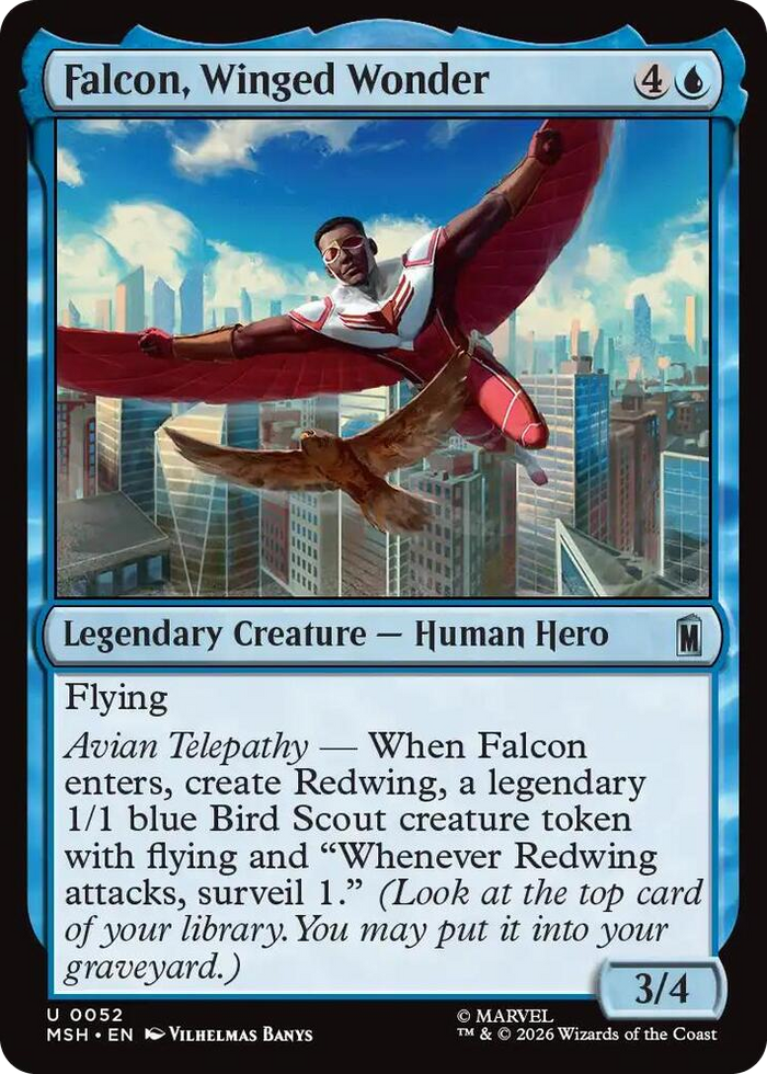Falcon, Winged Wonder #52 U - Marvel Super Heroes Pokemon card