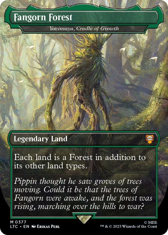 Fangorn Forest - Yavimaya, Cradle of Growth (Borderless) #377 M - Commander: The Lord of the Rings: Tales of Middle-earth Pokemon card