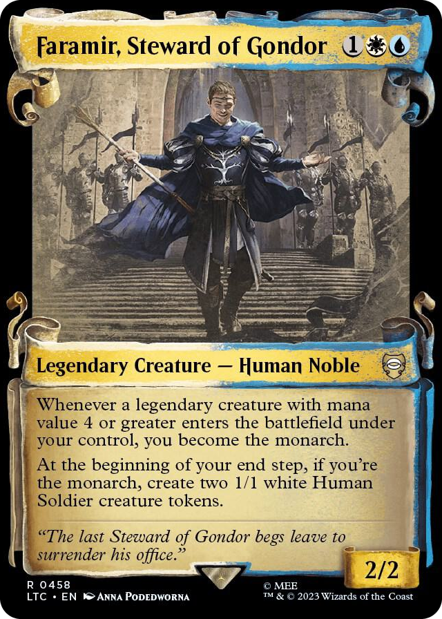 Faramir, Steward of Gondor (Showcase Scrolls) #458 R - Commander: The Lord of the Rings: Tales of Middle-earth Pokemon card