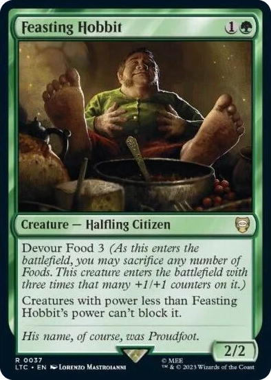 Feasting Hobbit #37 R - Commander: The Lord of the Rings: Tales of Middle-earth Pokemon card