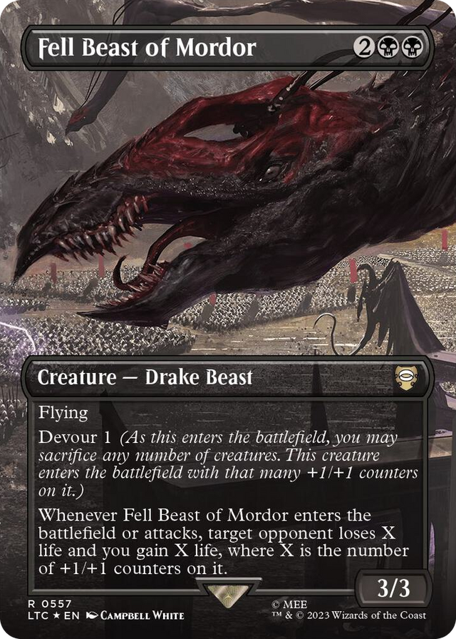 0557 Fell Beast of Mordor (Borderless) (Surge Foil) R Commander: The Lord of the Rings: Tales of Middle-earth