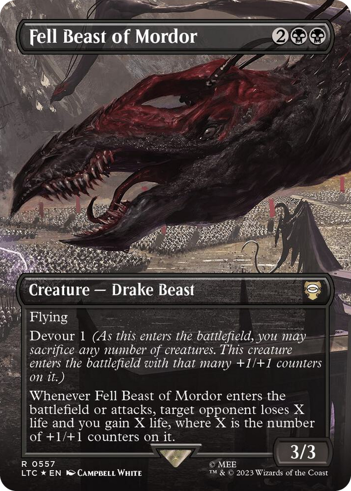 Fell Beast of Mordor (Borderless) (Surge Foil) #557 R - Commander: The Lord of the Rings: Tales of Middle-earth Pokemon card