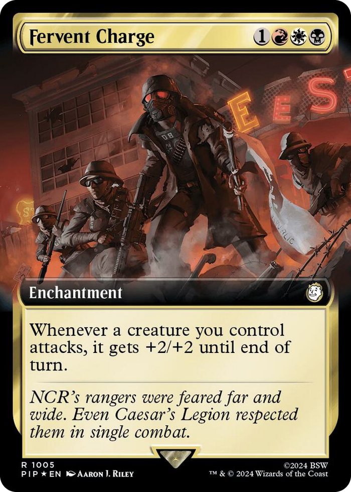 Fervent Charge (Extended Art) (Surge Foil) #1005 R - Universes Beyond: Fallout Pokemon card