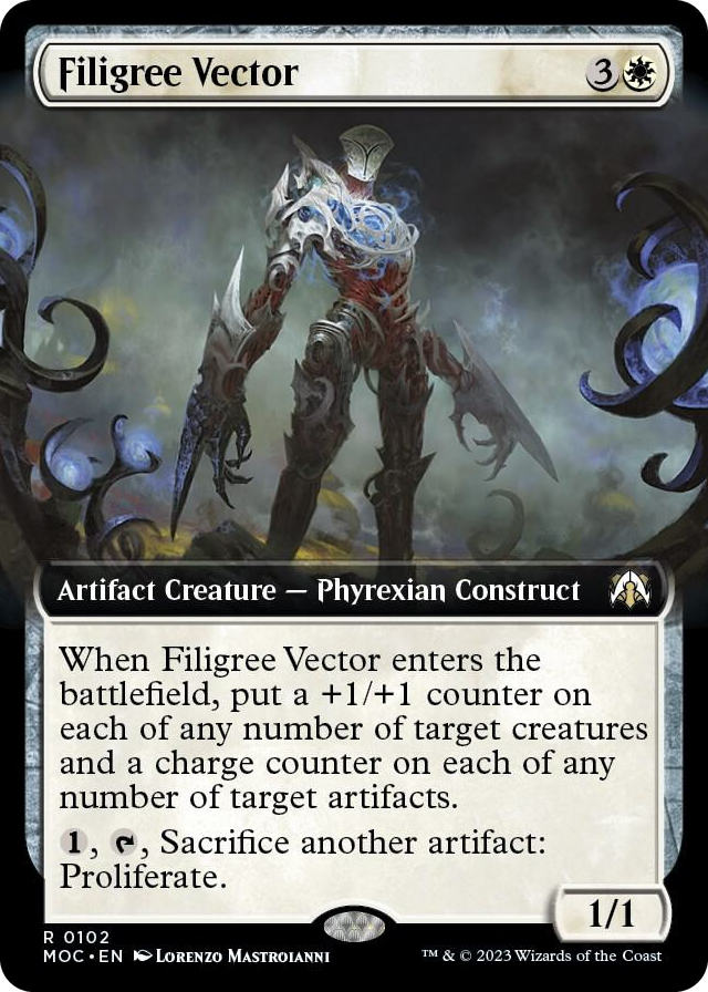 Filigree Vector (Extended Art) #102 R - Commander: March of the Machine Pokemon card