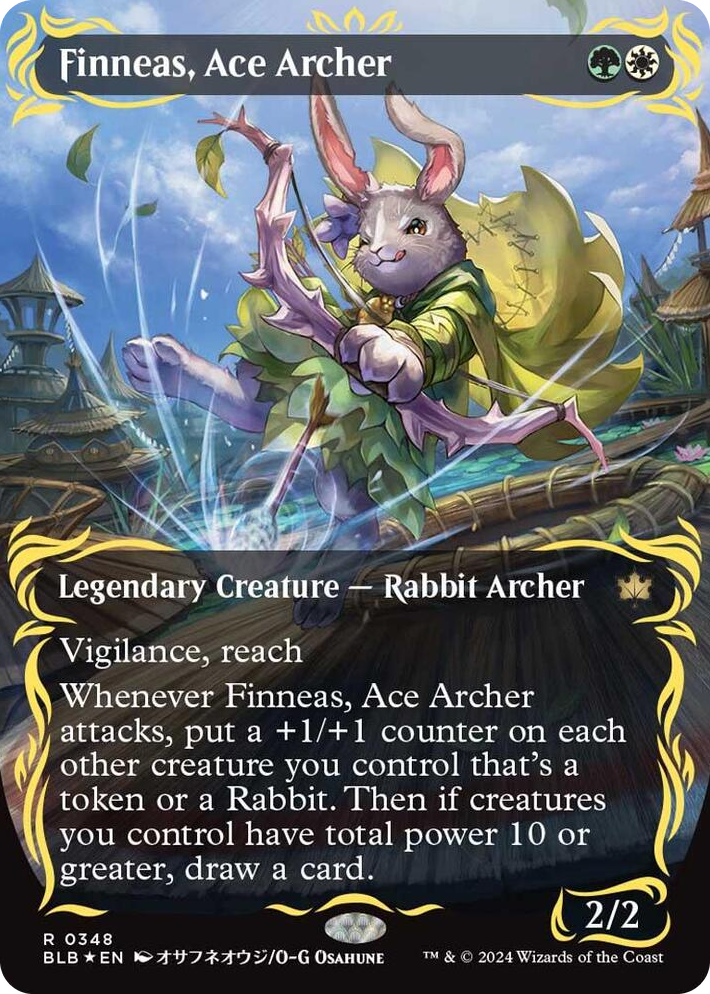 0348 Finneas, Ace Archer (Borderless) (Raised Foil) R Bloomburrow