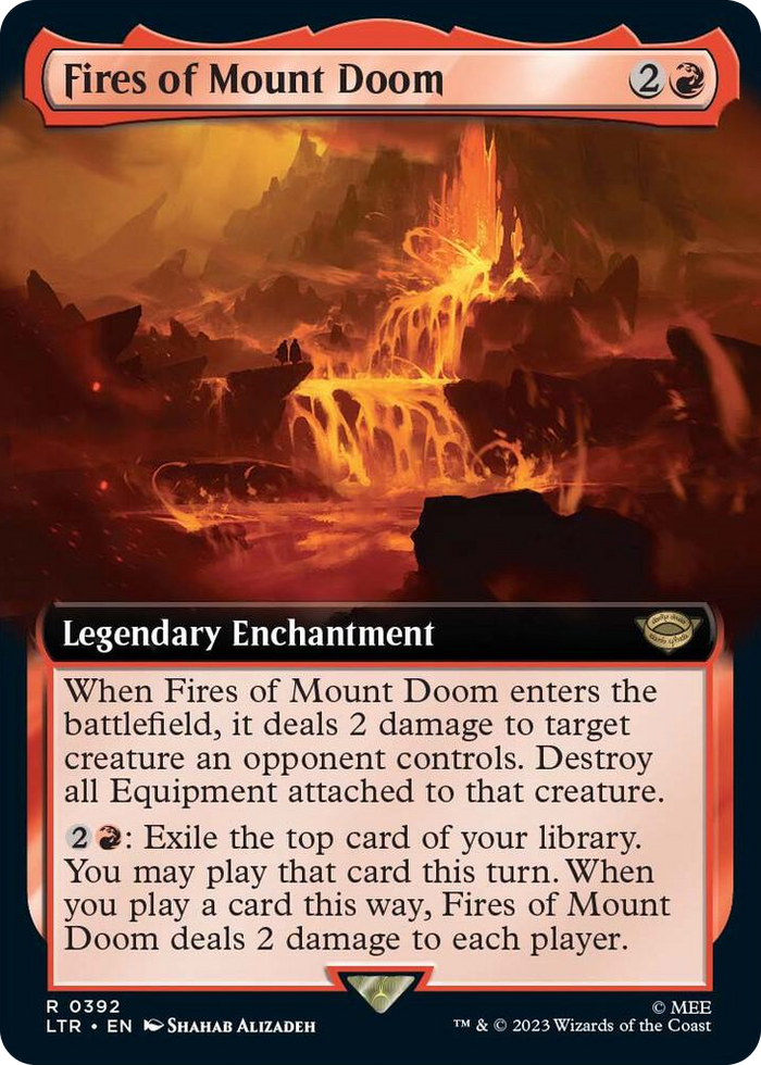 Fires of Mount Doom (Extended Art) #392 R - Universes Beyond: The Lord of the Rings: Tales of Middle-earth Pokemon card