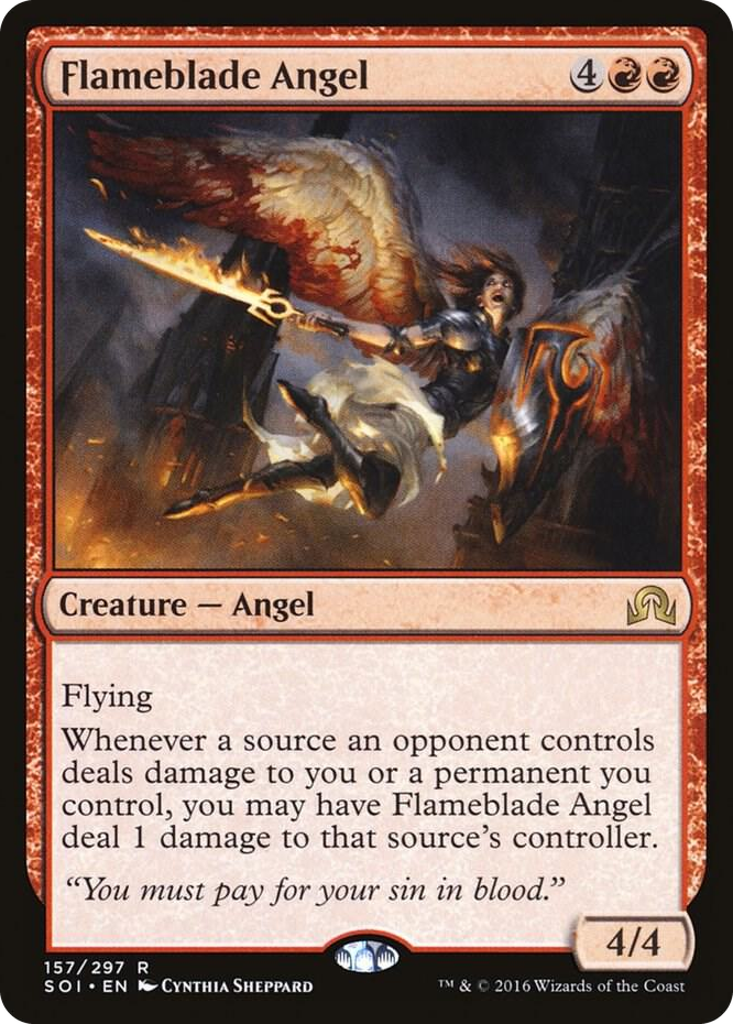 Flameblade Angel #157 R - Shadows over Innistrad Pokemon card