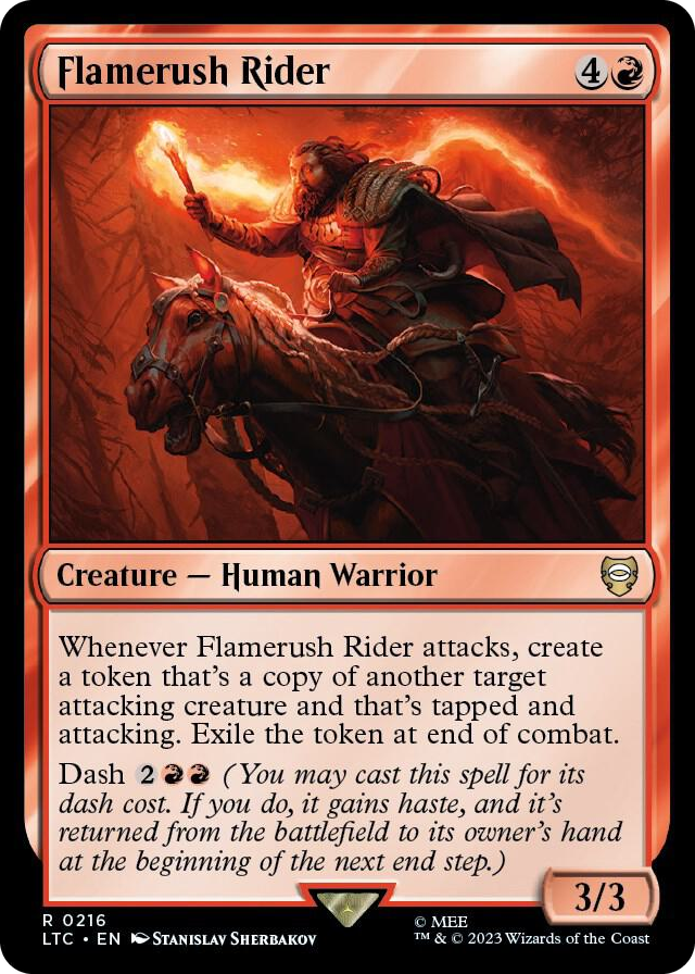 Flamerush Rider #216 R - Commander: The Lord of the Rings: Tales of Middle-earth Pokemon card