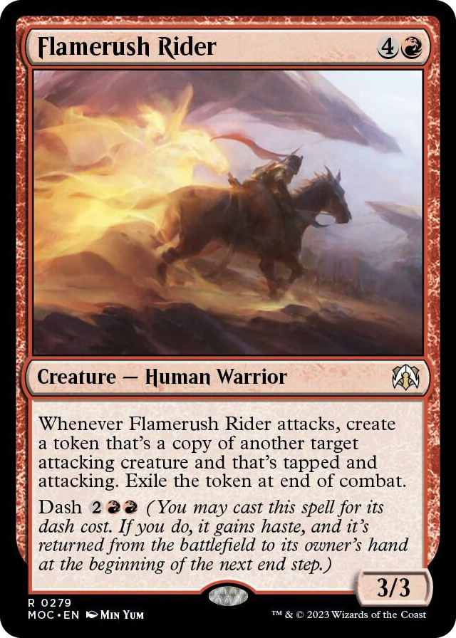 Flamerush Rider #279 R - Commander: March of the Machine Pokemon card