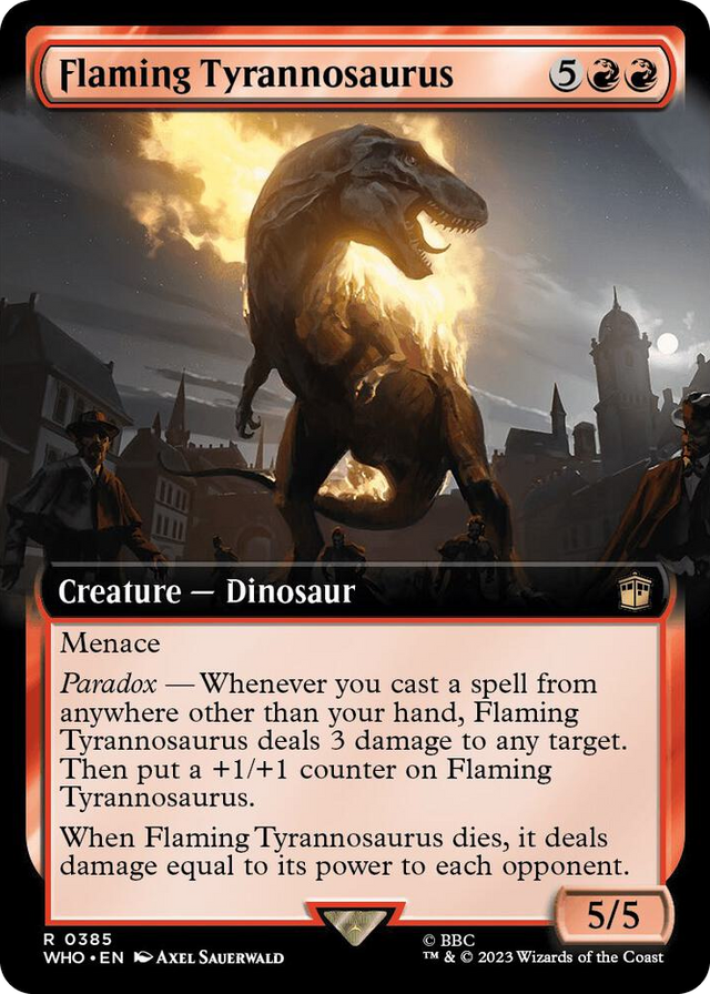 0385 Flaming Tyrannosaurus (Extended Art) R Universes Beyond: Doctor Who