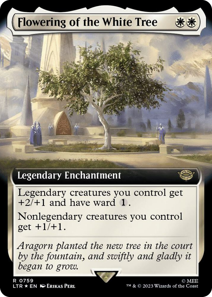 Flowering of the White Tree (Extended Art) (Surge Foil) #759 R - Universes Beyond: The Lord of the Rings: Tales of Middle-earth Pokemon card