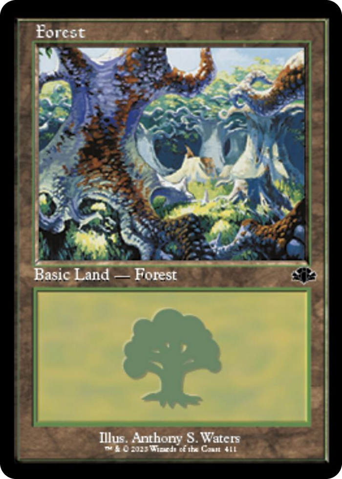 Forest (411) (Retro Frame) #411 L - Dominaria Remastered Pokemon card