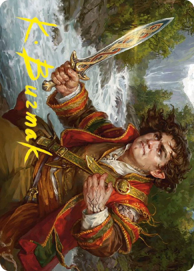 Frodo Baggins Art Card (16/81) (Gold-Stamped Signature) #16 S - Art Series: Universes Beyond: The Lord of the Rings: Tales of Middle-earth Pokemon card