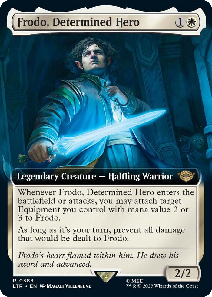 Frodo, Determined Hero (Extended Art) #388 R - Universes Beyond: The Lord of the Rings: Tales of Middle-earth Pokemon card