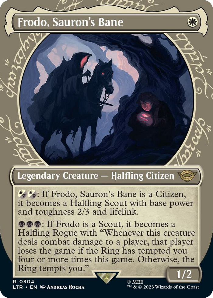 Frodo, Sauron's Bane (Showcase) #304 R - Universes Beyond: The Lord of the Rings: Tales of Middle-earth Pokemon card